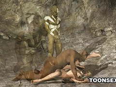 KiloPics.net presents: 3d babe double teamed outdoors by monsters
