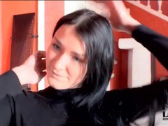 KiloPics.net presents: Blue eyed girl in black turtleneck strips
