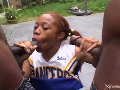 KiloPics.net presents: Sweet cheerleader double penetrated by black guys