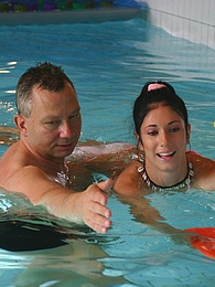 KiloPics.net presents: Brunette teenage beauty fucked by a horny swim teaching paps