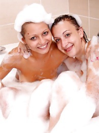 KiloPics.net presents: Naughty sexy young chicks taking a hot bubble bath together