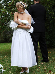 KiloPics.net presents: Blonde bride Hayley Marie Coppin gets naked on a lawn while taking her vows