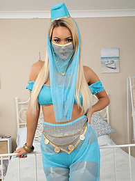 KiloPics.net presents: Lauren Louise from Layered-Nylons as a sexy genie wearing sheer pantyhose over white stockings