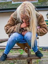 KiloPics.net presents: Blond hungarian cutie Kiara Lord strips and presents her amazing boobs and ass outdoors