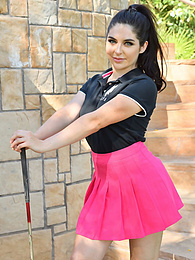 KiloPics.net presents: Dark haired teen Kiera Croft gets naked before masturbating with a dildo