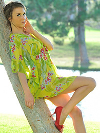 KiloPics.net presents: Beautiful american cutie Malena Morgan flaunts her sexy butt and plays with a vibrator outdoors